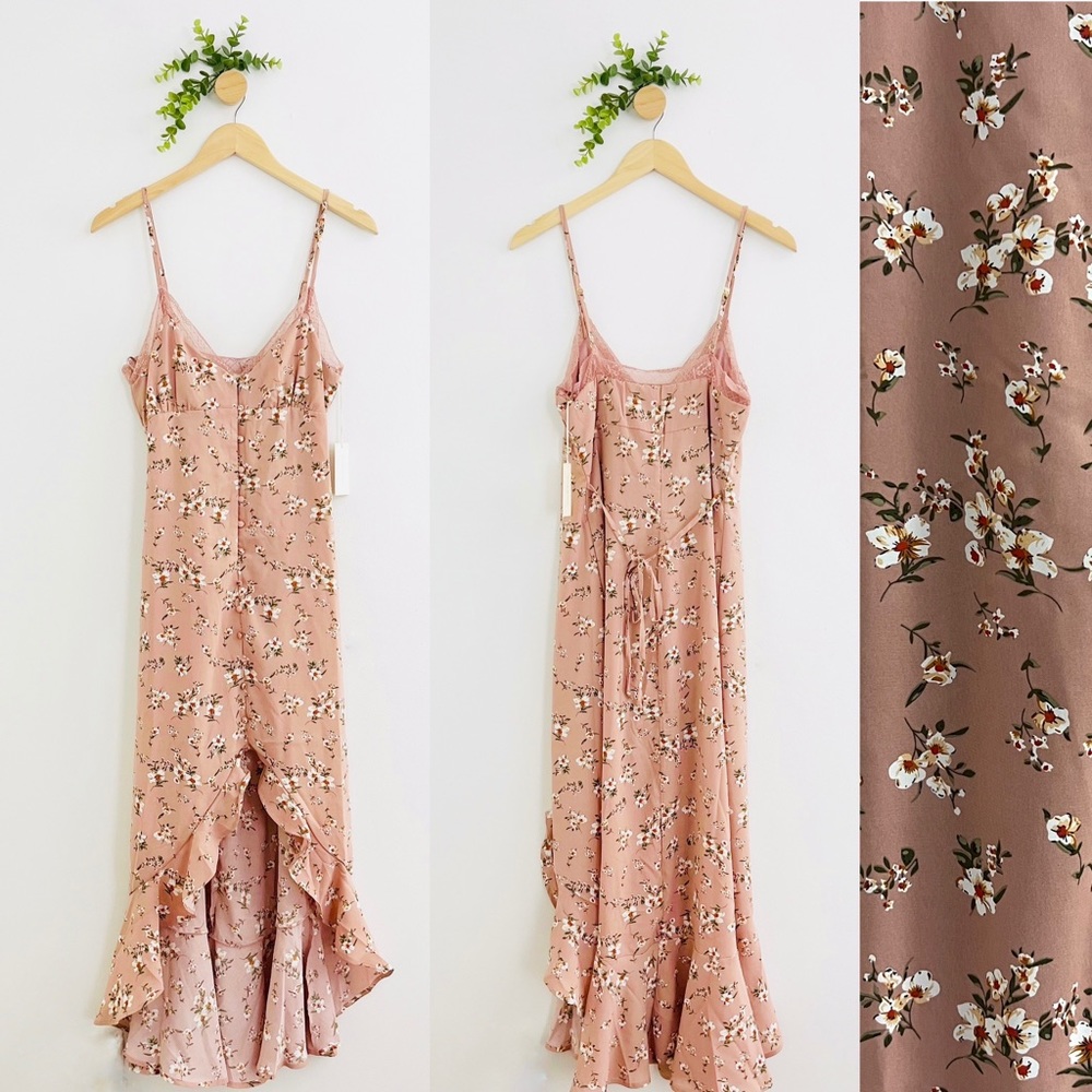 Threads & States NWT Blush Pink Floral Button Down High Low Party Dress